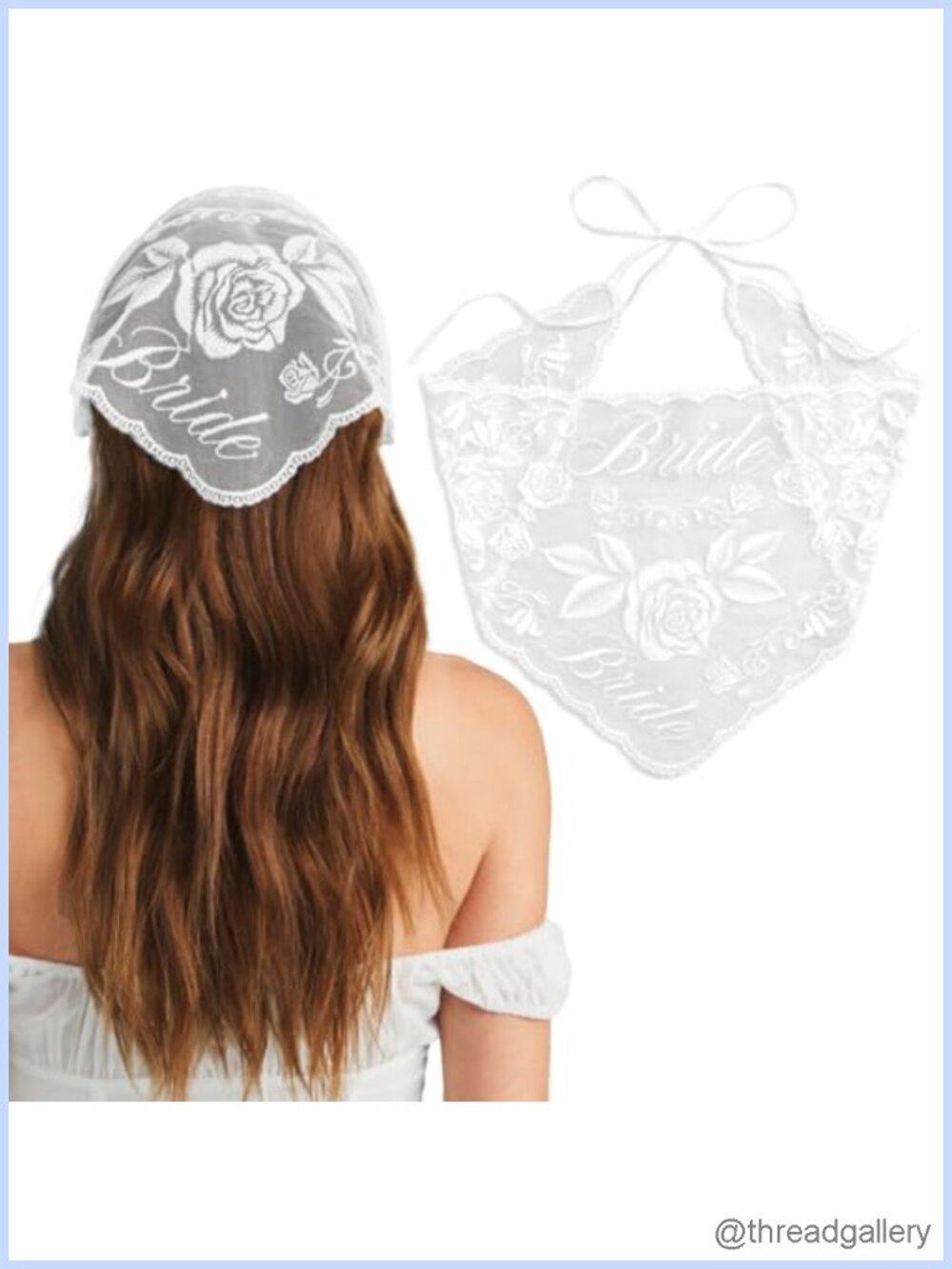 Bride Lace Headscarf Embroidered Tulle Scarf Bachelorette Accessory